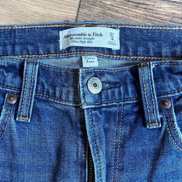 Abercrombie & Fitch Ankle Straight Ultra High Rise Curve Love Distressed 27 4 S - Picture 2 of 10